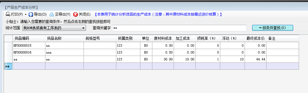 生产成本分析